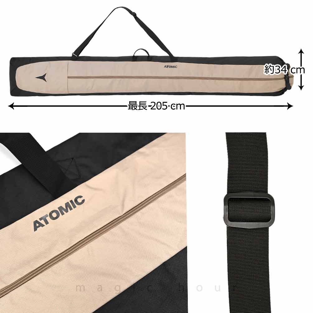 スキー ケース 板 バッグ スキー板 ケース 1台用 ストック シングル スキーバッグ キャリーケース 収納 ブランド メンズ レディース お洒落 黒 SKI BAG 205cm ATM-SKBG-26SKISLVE-BBK-AL5053630 ATOMIC(アトミック) 1