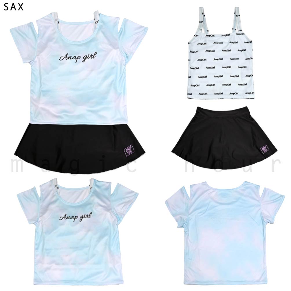 ガールズ 水着 女の子 タンキニ セパレート スイムウェア 3点 セット ANAP アナップ T付き 子供 ジュニア ブランド お洒落 140 150 160 cm 黒 ピンク ブルー AN-25GIRLSW-375851-BLACK-140 ANAP 5