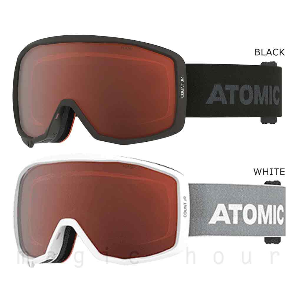 スキーゴーグル 子供 スノー ゴーグル ブランド ジュニア こども スノボー くもり止め ダブルレンズ UVカット ヘルメット対応 ボーイズ ガールズ 白 黒 オレンジ ATM-GGL-24CTJRORG-BLK ATOMIC(アトミック) 4