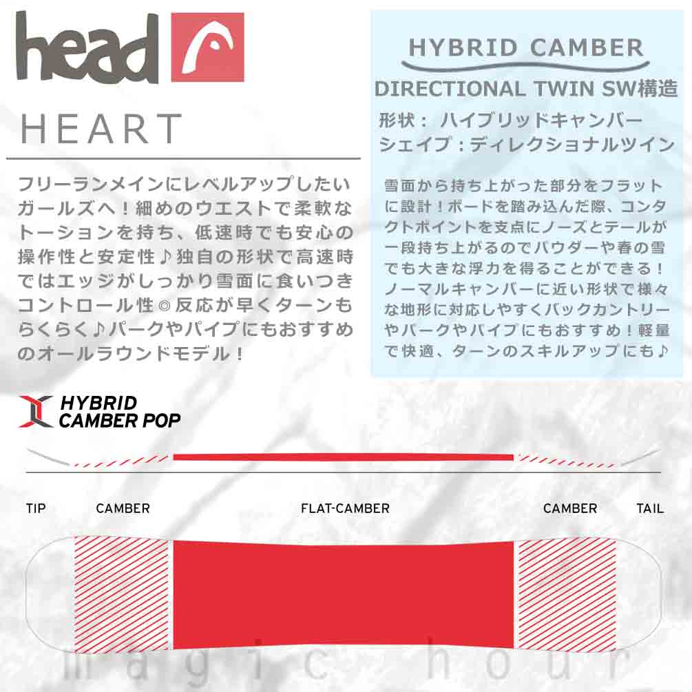 スノーボード 板 レディース 2点 セット HEAD ヘッド  HEART 2025モデル FLOW フロー バイン スノボー 初心者 ハイブリッド キャンバー ボード ブランド 白 BP-HDSB-25HART-ND2-138 HEAD(ヘッド) 3