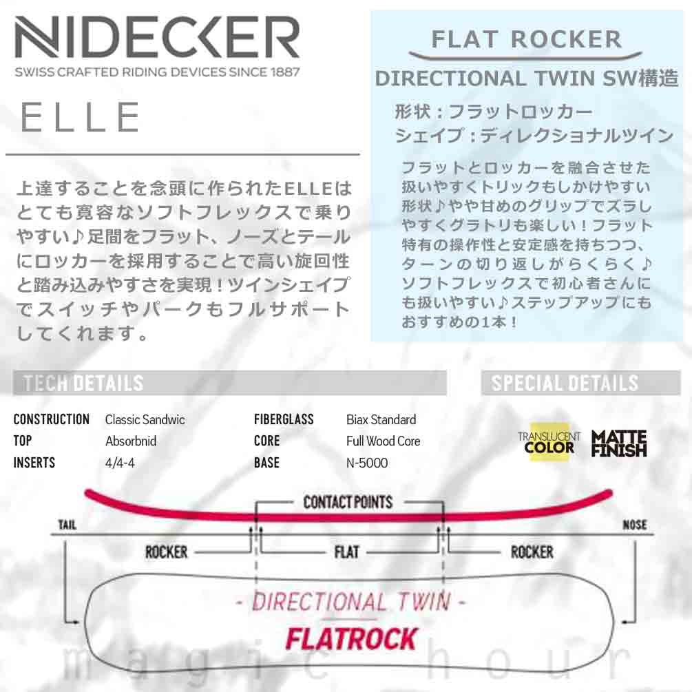 スノーボード 板 レディース 2点セット NIDECKER ナイデッカー ELLE 2024モデル ブランド ビンディング スノボー 初心者 フラット ロッカー ボード 白 ホワイト BP-NDSB-24ELLE-ST2-139N NIDECKER(ナイデッカー) 3