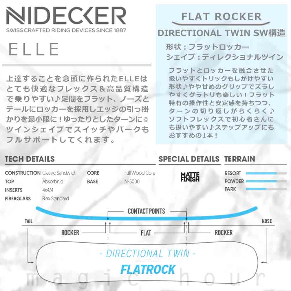 スノーボード 板 レディース 2点セット NIDECKER ナイデッカー SUPERMATIC スーパーマチック ELLE ブランド ビンディング スノボー フラット ロッカー ボード BP-NDSB-25ELLE-SM2-139 NIDECKER(ナイデッカー) 3