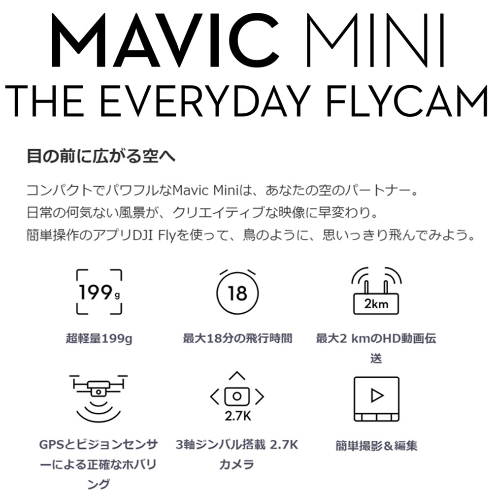 ドローン カメラ付き 小型 軽量 DJI MAVIC MINI Fly More Combo + micro SDカード 64GB 賠償責任保険付 マビック ミニ フライモア コンボ ディージェイアイ GPS DJI-MAVICMINI-64  1