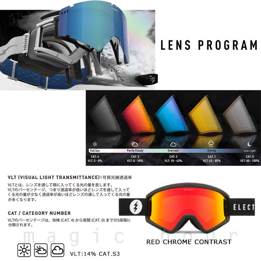 スノーボード スノボー ブランド ゴーグル 型落ち エレクトリック ELECTRIC HEX メンズ レディース スキー スノーゴーグル ミラー くもり止め 眼鏡対応 黒 EG8324519-RDCH ELECTRIC(エレクトリック) 2