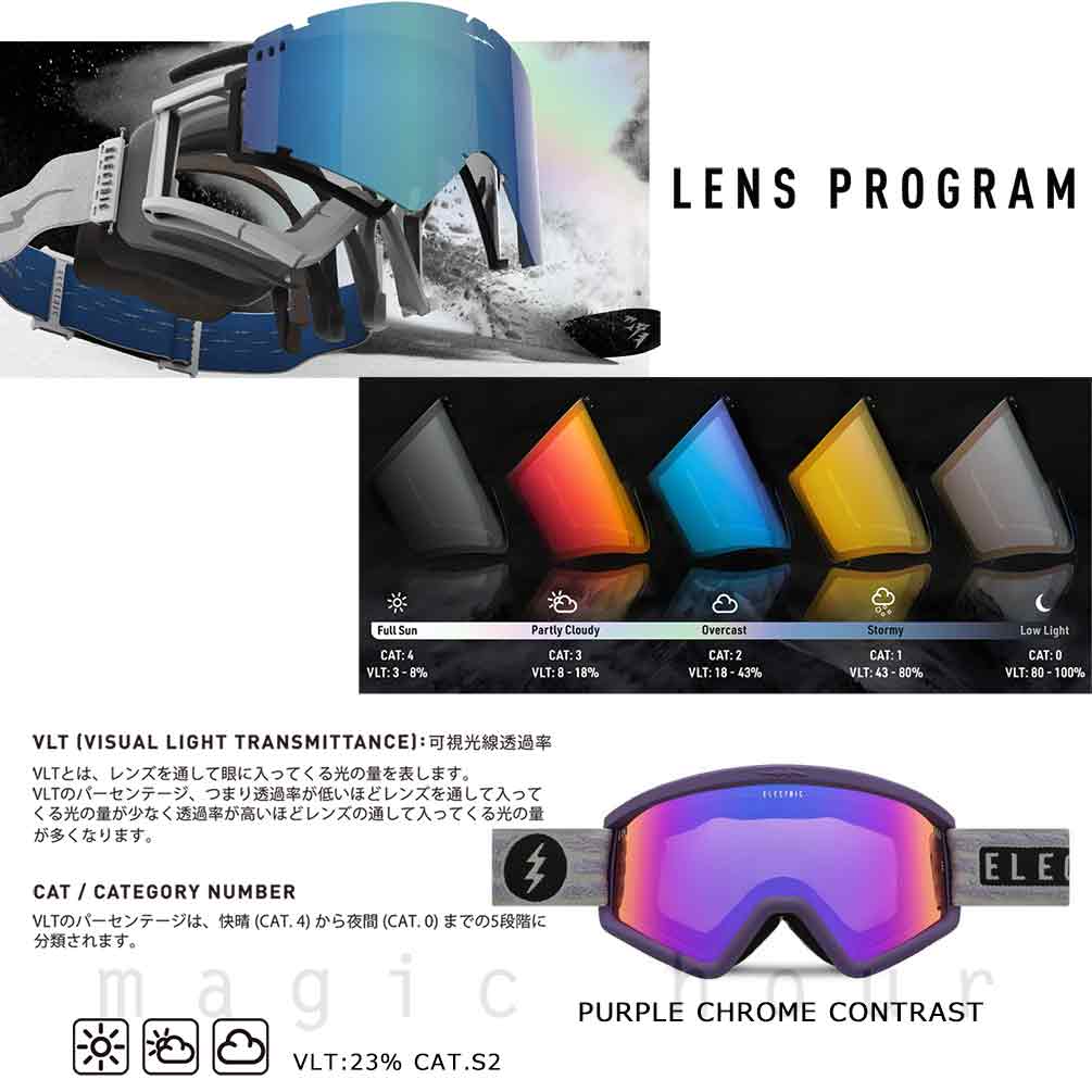 スノーボード スノボー ブランド ゴーグル 型落ち エレクトリック ELECTRIC HEX メンズ レディース スキー スノーゴーグル ミラー くもり止め 眼鏡対応 紫 EG8324532-PPCH ELECTRIC(エレクトリック) 2