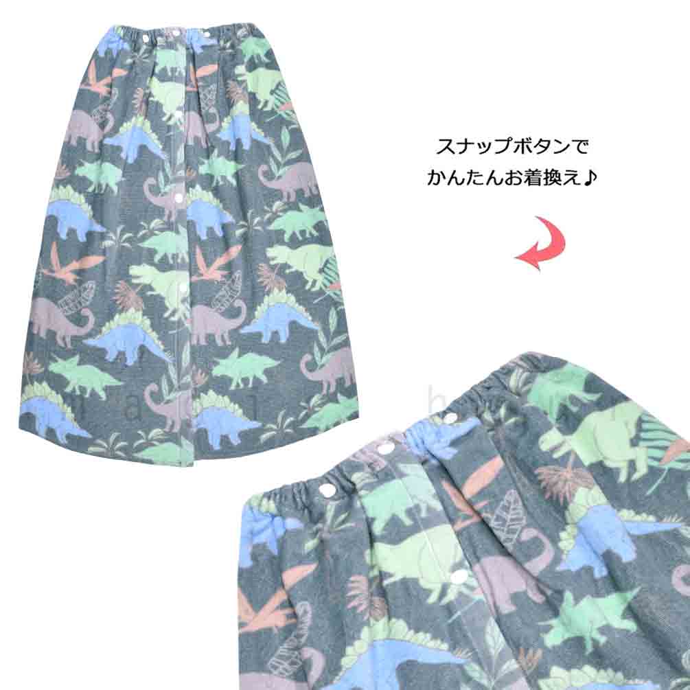 プール タオル ラップタオル 70cm 子供 大人 巻きタオル キッズ お着換えタオル 男の子 水泳 スイミング ブランド お洒落 タオル ボーイズ メンズ 恐竜 黒 青 GERRY-214221-TW-GREEN-70 GERRY(ジェリー) 3