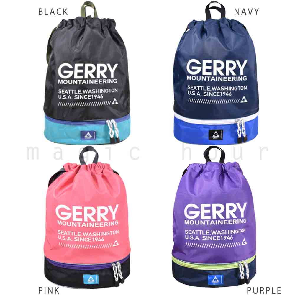 プールバッグ キッズ ジュニア 子供 ナップザック ブランド スイムバッグ ビーチバッグ 水泳 リュック コンパクト ナップサック ボンサック 青 紫 黒 ピンク GERRY-223501-BAG-BLACK-F GERRY(ジェリー) 4