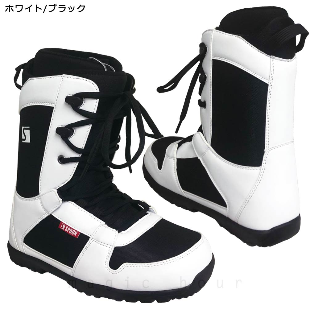 スノーボード ブーツ メンズ レディース SPOON スプーン MAGIC シューレース 靴ひも 20-21 ソフトフレックス 大きいサイズ  22.5cm - 28cm 黒 白 ブラック