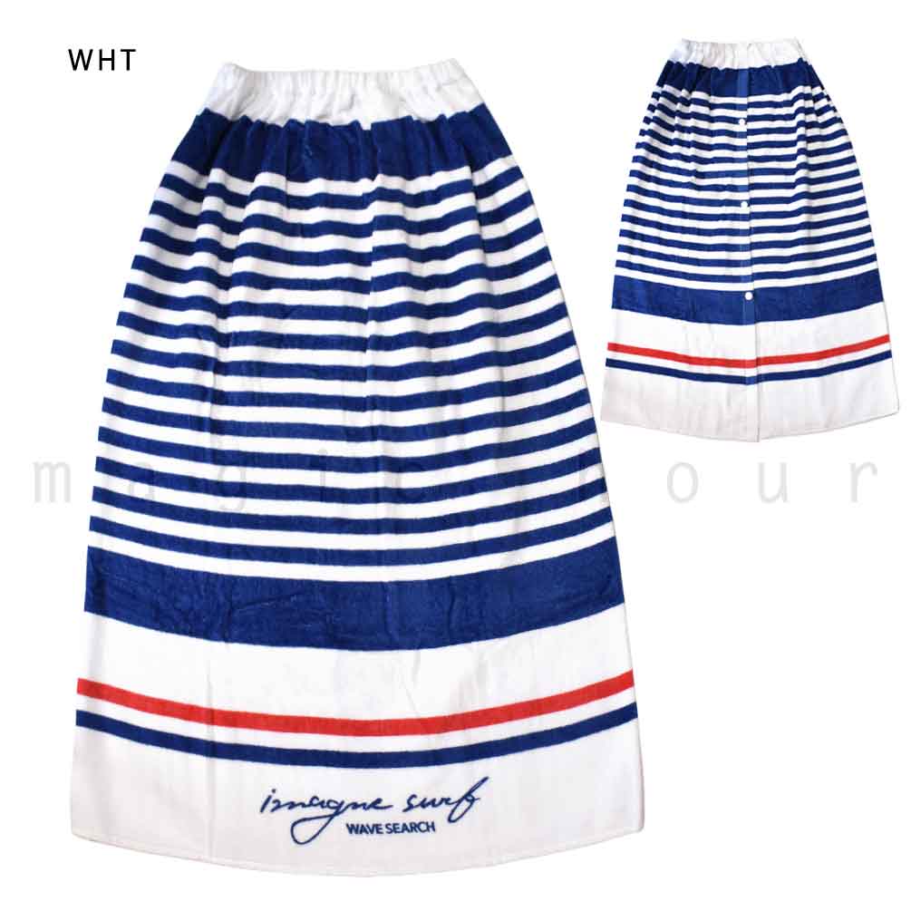 プール タオル ラップタオル 80cm 子供 巻きタオル マリンボーダー キッズ ジュニア お着換えタオル 女の子 男の子 水泳 子ども スイミング ブランド 白 青 赤 IM-212133-MRTW-WHT-80 IMAGINE 5