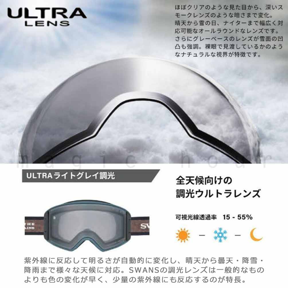 スキーゴーグル メンズ レディース スノー ゴーグル 眼鏡対応 調光 くもり止め ダブルレンズ UVカット 撥水 レンズ SWANS スワンズ RACAN スノボー ヘルメット SWANS-RA-MDH-CU-LG-CRW SWANS(スワンズ) 1