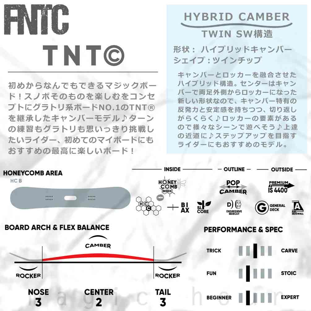 スノーボード 板 メンズ レディース 単品 FNTC エフエヌティーシー TNT C 2026 グラトリ スノボー 初心者 ハイブリッド キャンバー ボード ブランド 白 グレー TR-FNTSB-26TNTC-GR-139 FNTC(エフエヌティーシー) 1