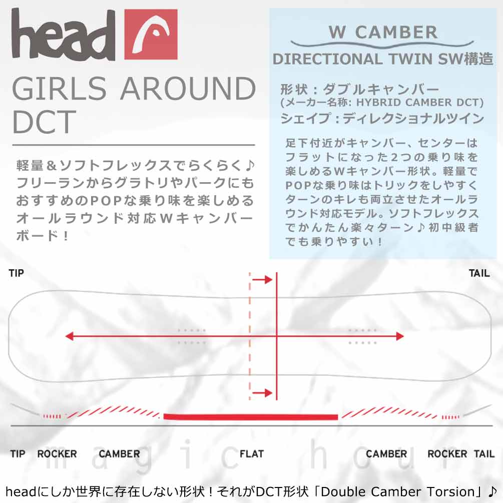 スノーボード 板 レディース 2点 セット HEAD ヘッド GIRLS AROUND DCT グラトリ ダブルキャンバー ボード ビンディング 2025 スノボー 初心者 お洒落 ブランド TR-HDSB-25ARD-ST2-138 HEAD(ヘッド) 3