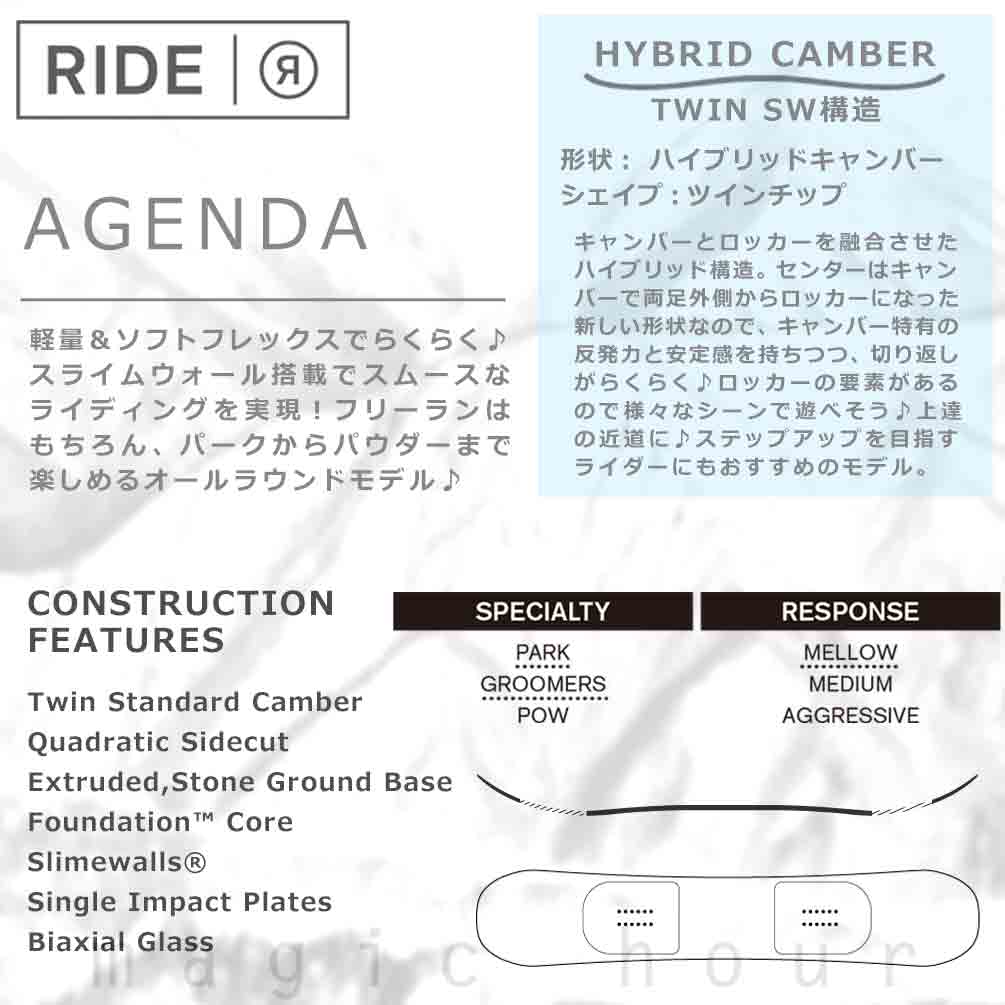 RIDE(ライド) スノーボード 板 メンズ 単品 2023 RIDE ライド AGENDA