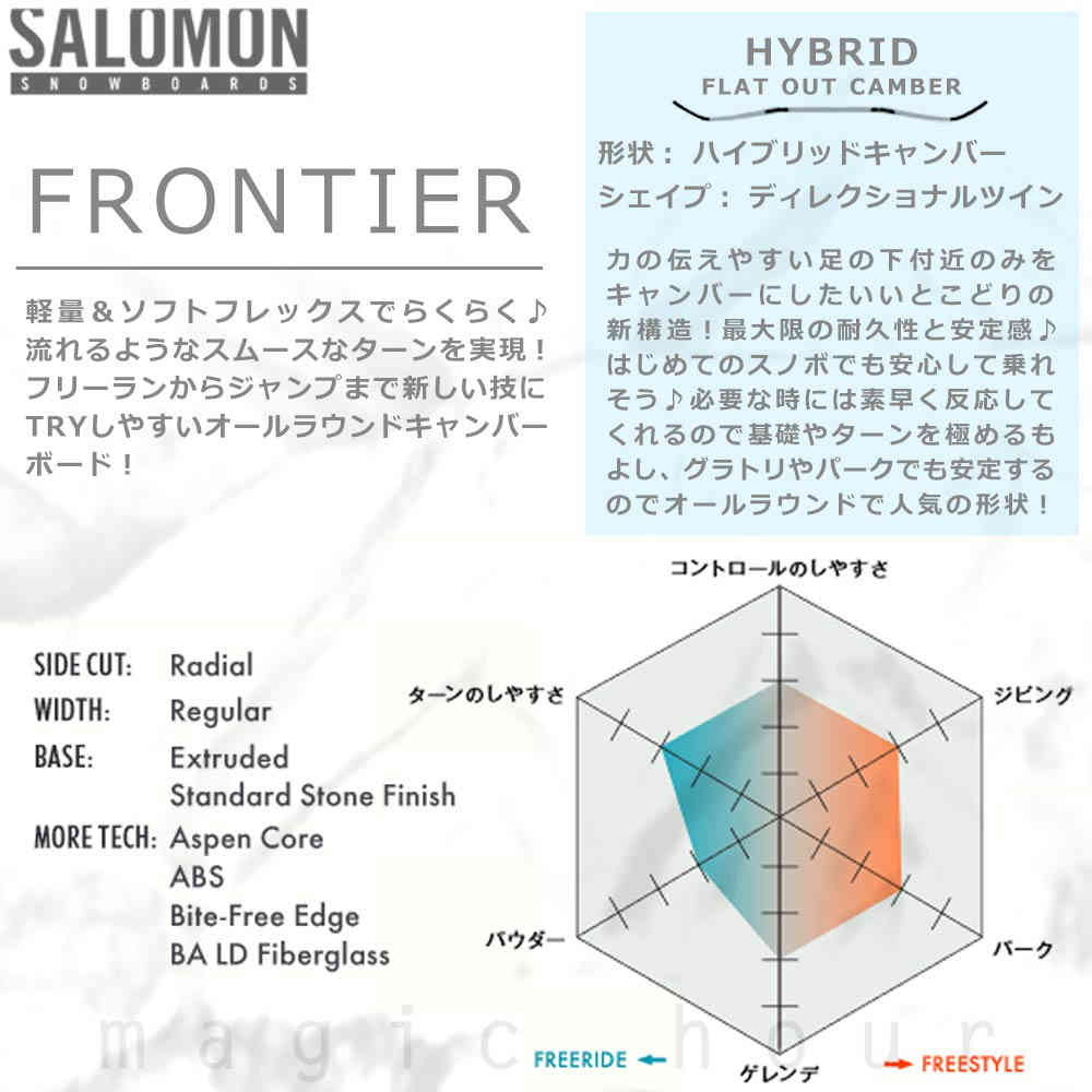 スノーボード 板 メンズ レディース 単品 2021 SALOMON サロモン FRONTIER グラトリ ハイブリッド キャンバー ボード パーク Wロッカー かっこいい 白 ホワイト TR-SLMSB-21FRONTIR-143 SALOMON(サロモン) 1