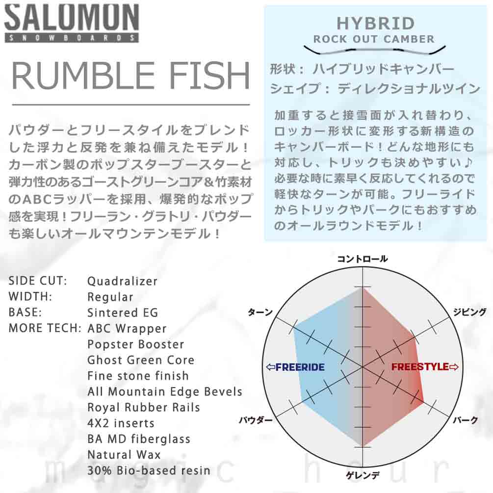 スノーボード 板 レディース 単品 サロモン ランブルフィッシュ 2025 SALOMON RUMBLE FISH スノボー ハイブリッド キャンバー ボード POPSTAR カーボン お洒落 TR-SLMSB-25RMBLFSH-140 SALOMON(サロモン) 1